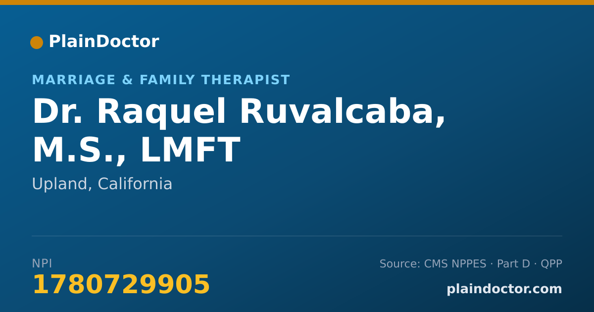 Shareable card for Raquel Ruvalcaba, M.S., LMFT - Marriage & Family Therapist, Upland, CA