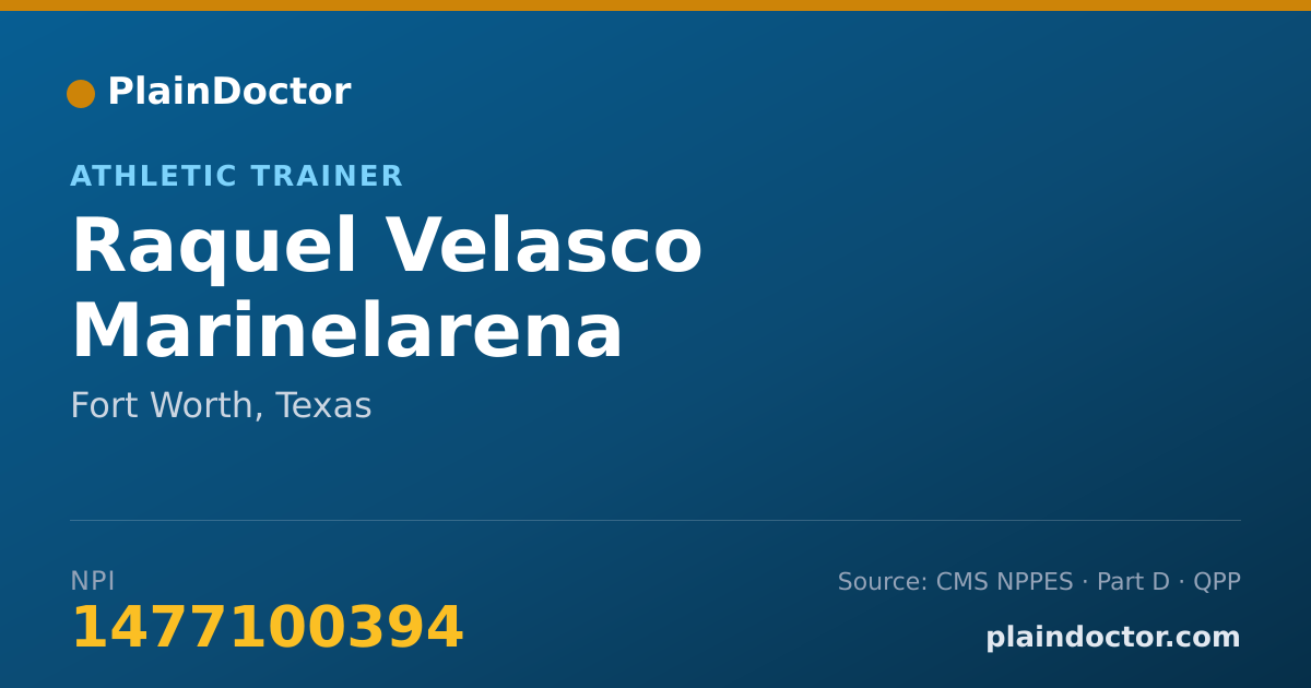 Shareable card for Raquel Velasco Marinelarena - Athletic Trainer, Fort Worth, TX