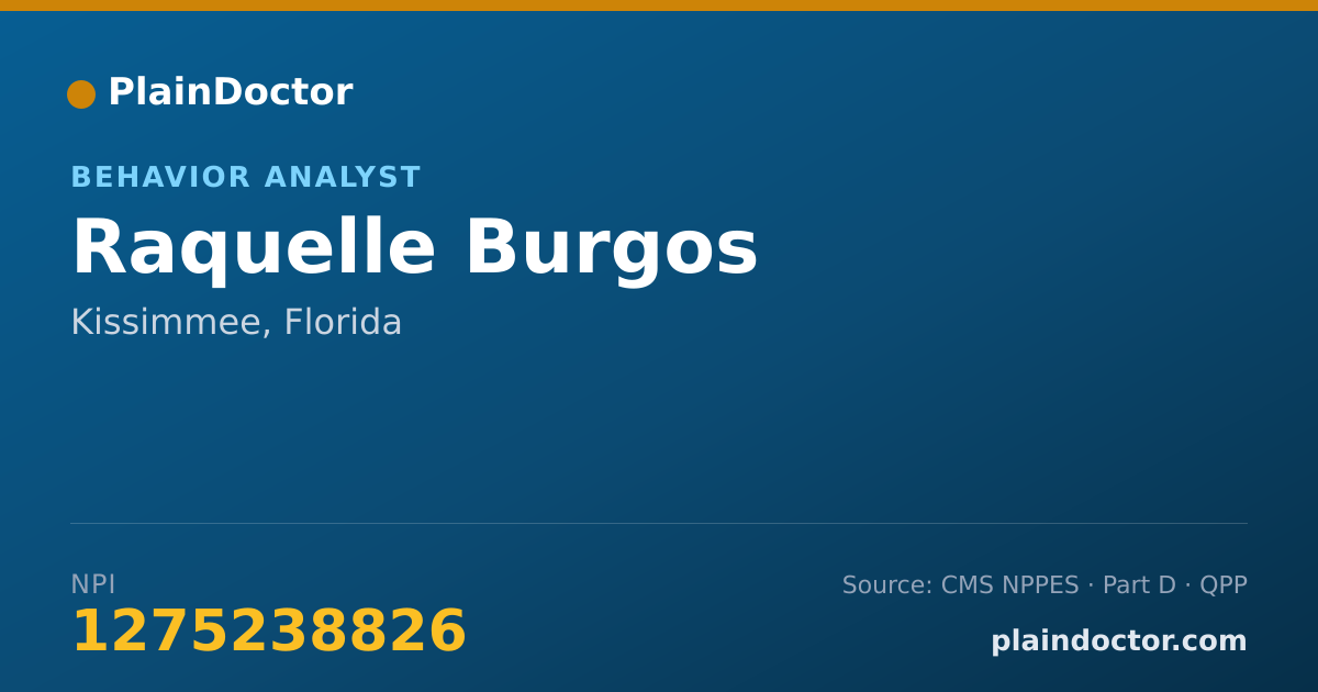 Shareable card for Raquelle Burgos - Behavior Analyst, Kissimmee, FL