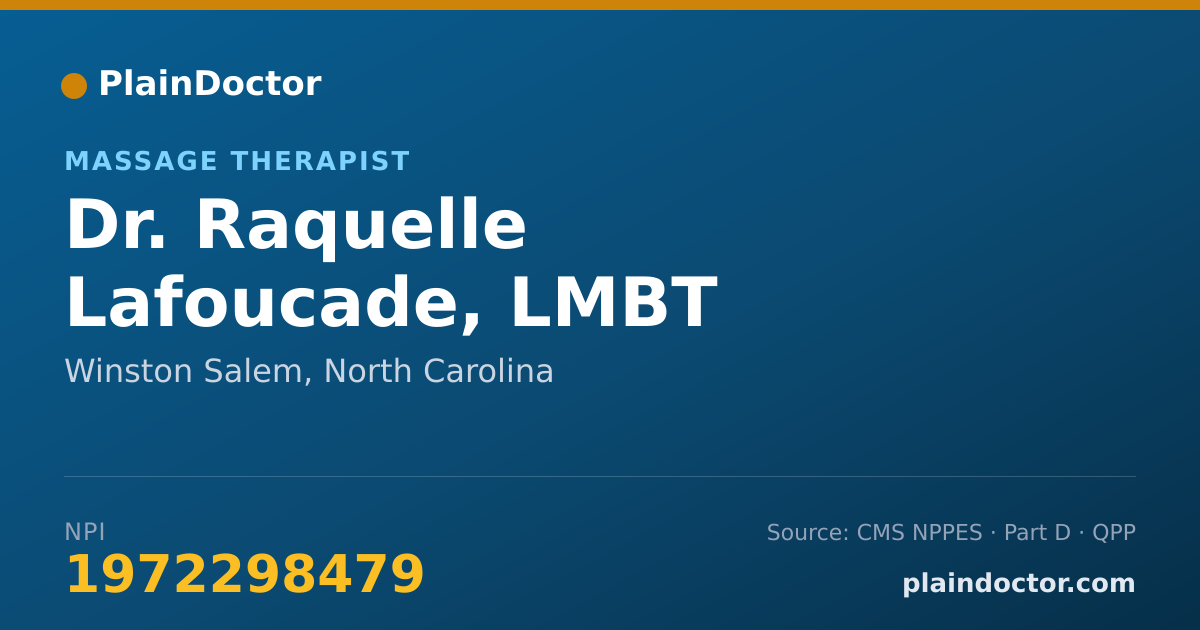 Shareable card for Raquelle Lafoucade, LMBT - Massage Therapist, Winston Salem, NC