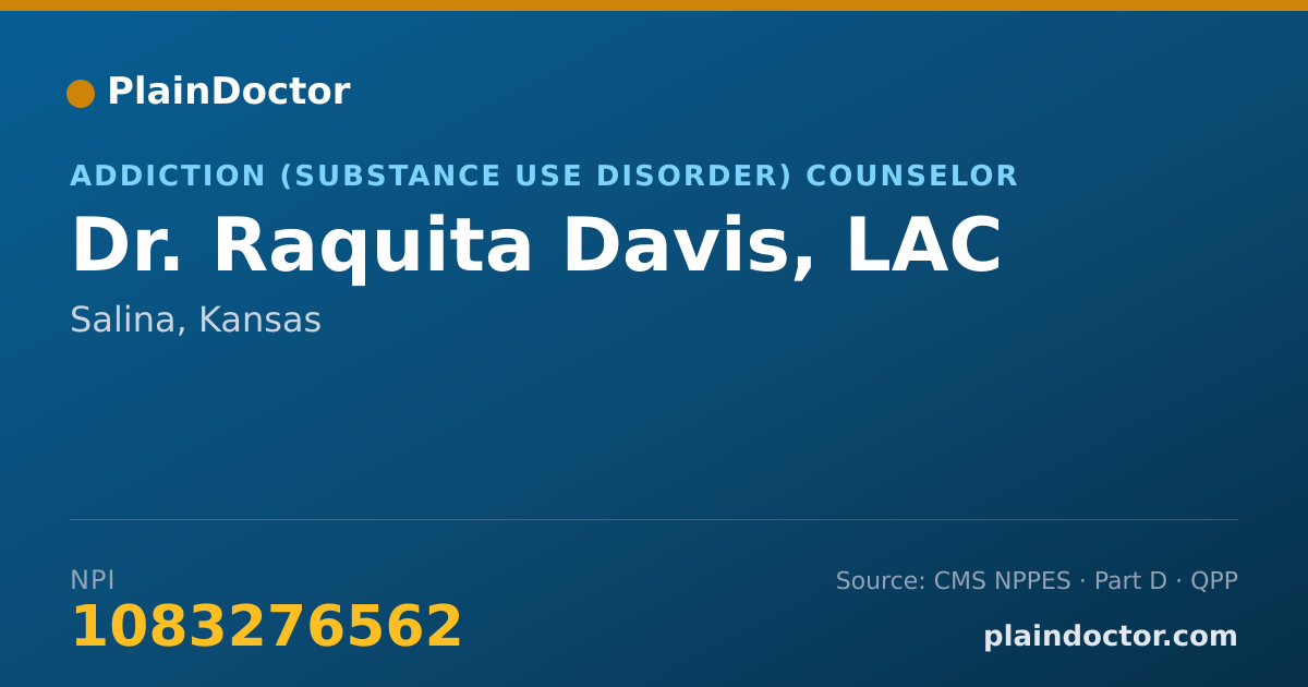Shareable card for Raquita Davis, LAC - Addiction (Substance Use Disorder) Counselor, Salina, KS