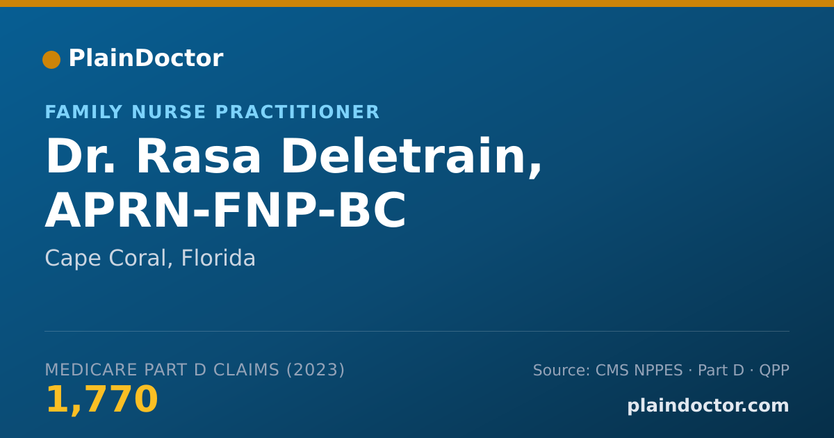 Shareable card for Rasa Deletrain, APRN-FNP-BC - Family Nurse Practitioner, Cape Coral, FL