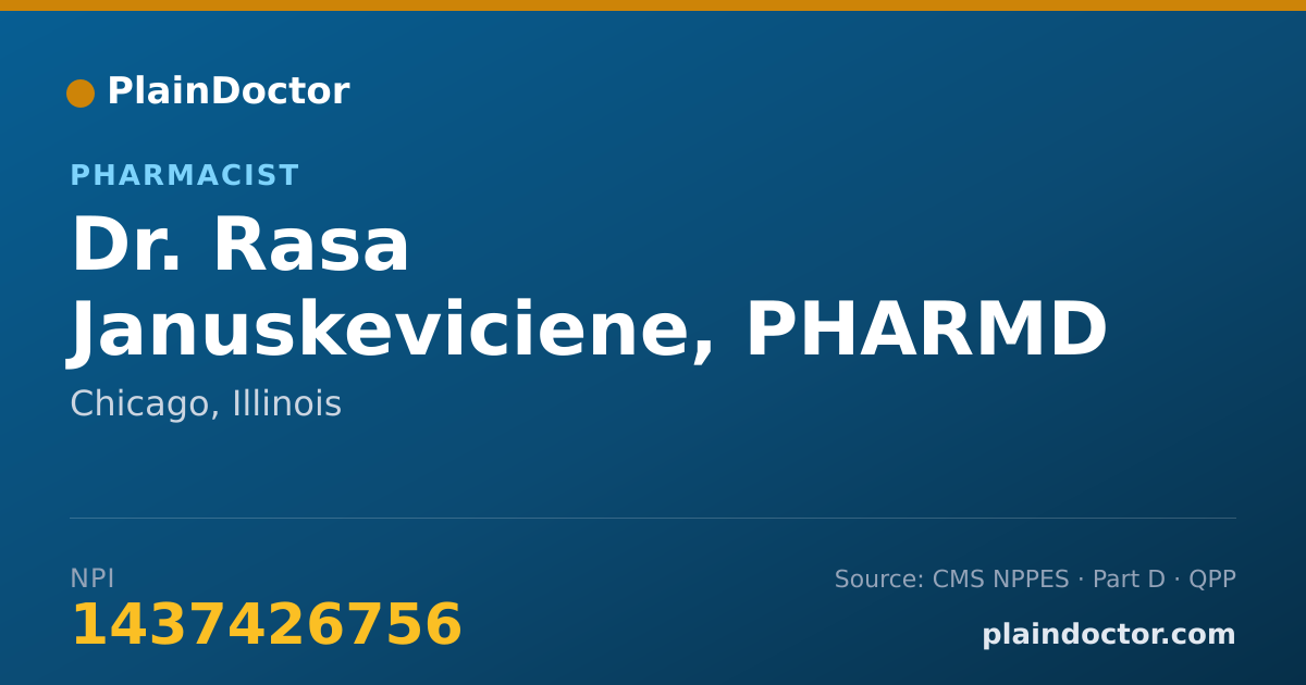 Shareable card for Rasa Januskeviciene, PHARMD - Pharmacist, Chicago, IL
