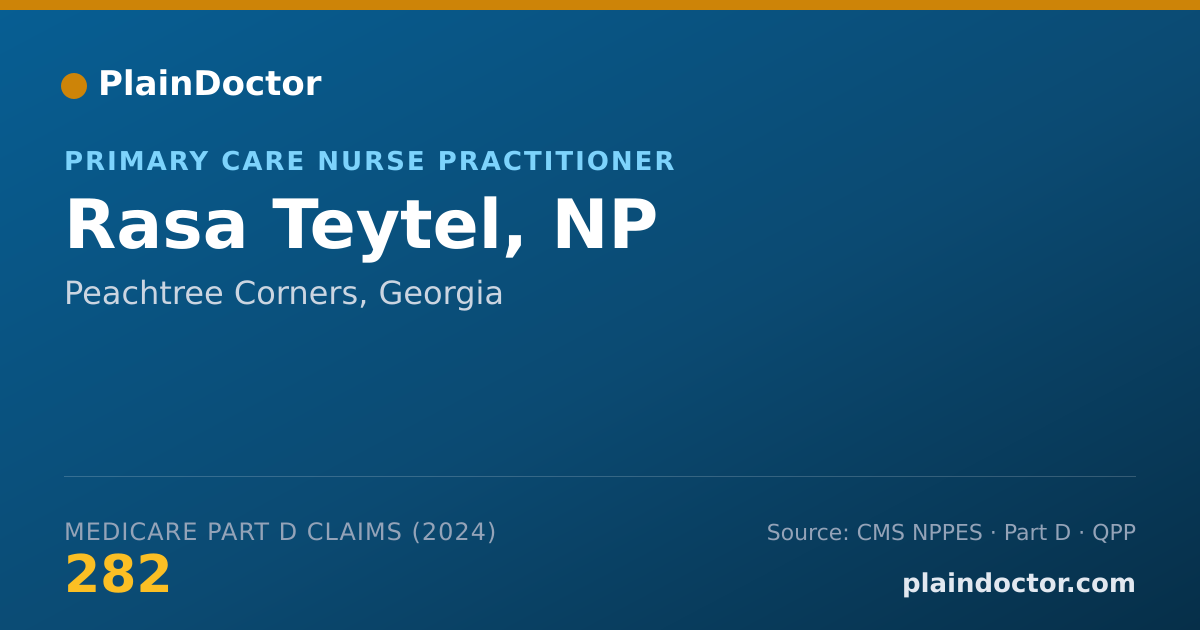 Shareable card for Rasa Teytel, NP - Primary Care Nurse Practitioner, Peachtree Corners, GA