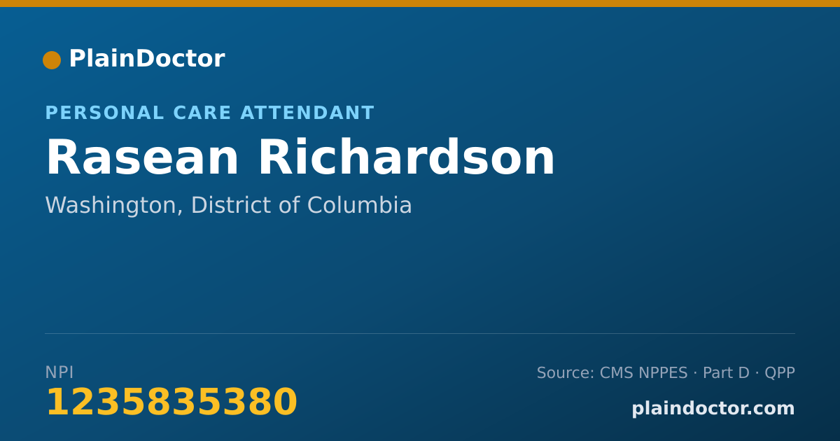 Shareable card for Rasean Richardson - Personal Care Attendant, Washington, DC