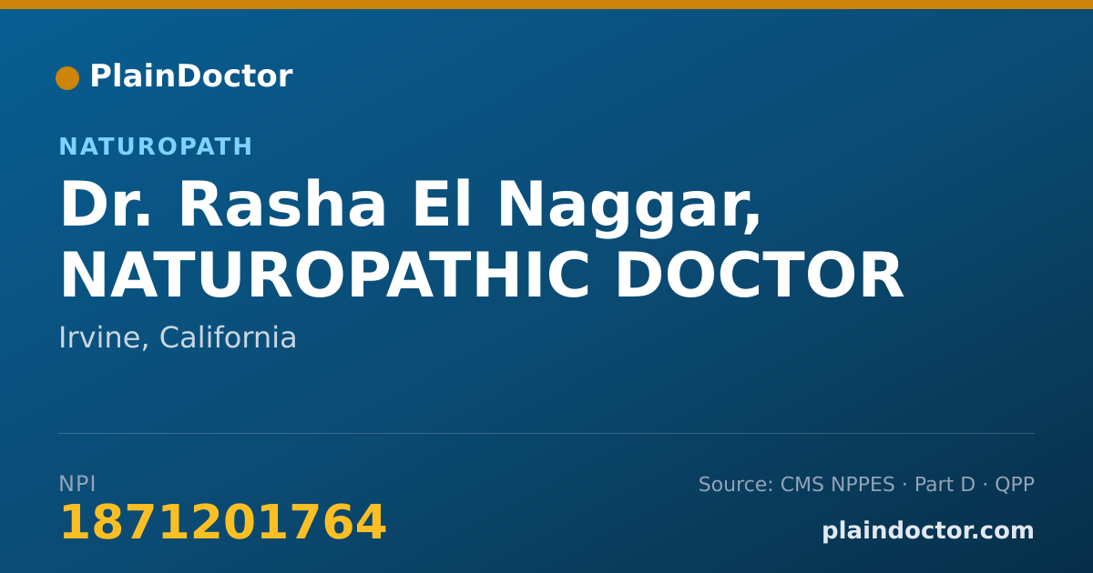 Shareable card for Rasha El Naggar, NATUROPATHIC DOCTOR - Naturopath, Irvine, CA