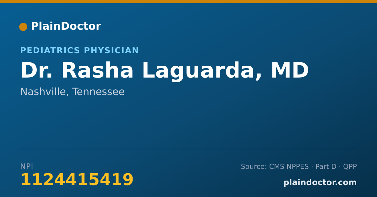 Shareable card for Rasha Laguarda, MD - Pediatrics Physician, Nashville, TN