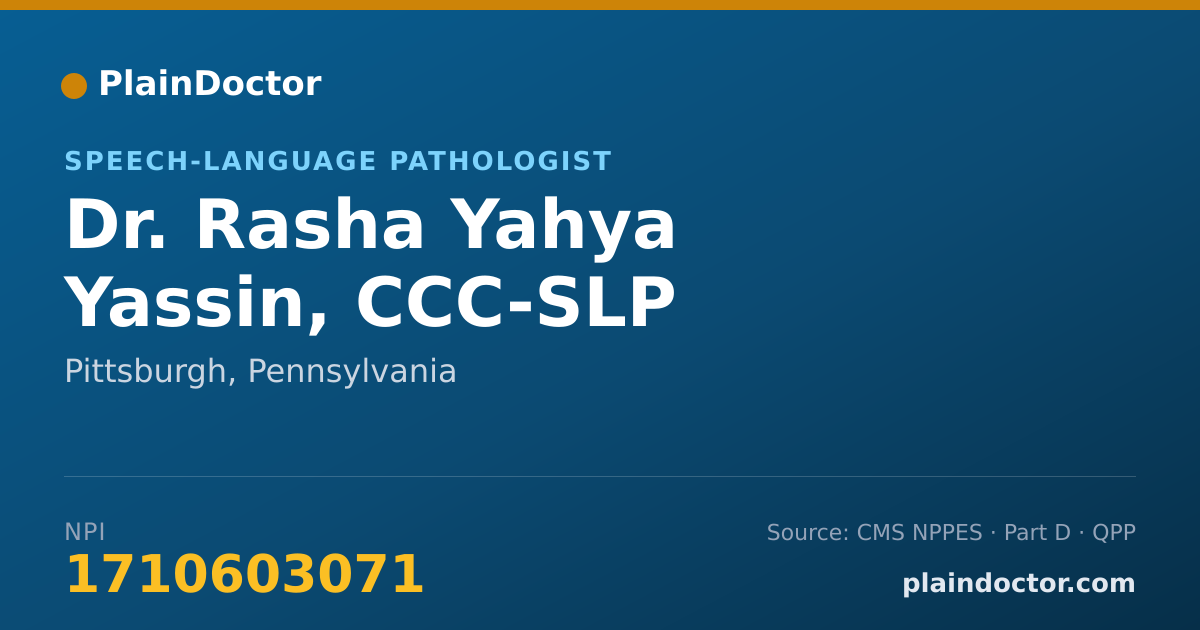 Shareable card for Rasha Yahya Yassin, CCC-SLP - Speech-Language Pathologist, Pittsburgh, PA