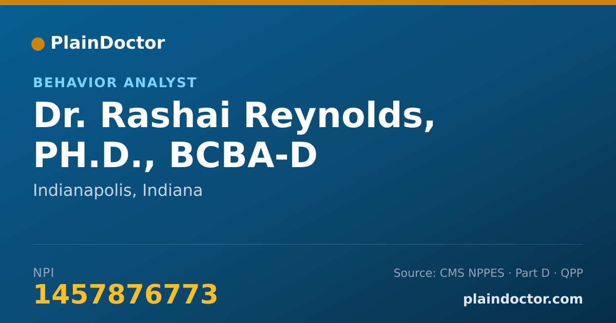 Shareable card for Rashai Reynolds, PH.D., BCBA-D - Behavior Analyst, Indianapolis, IN