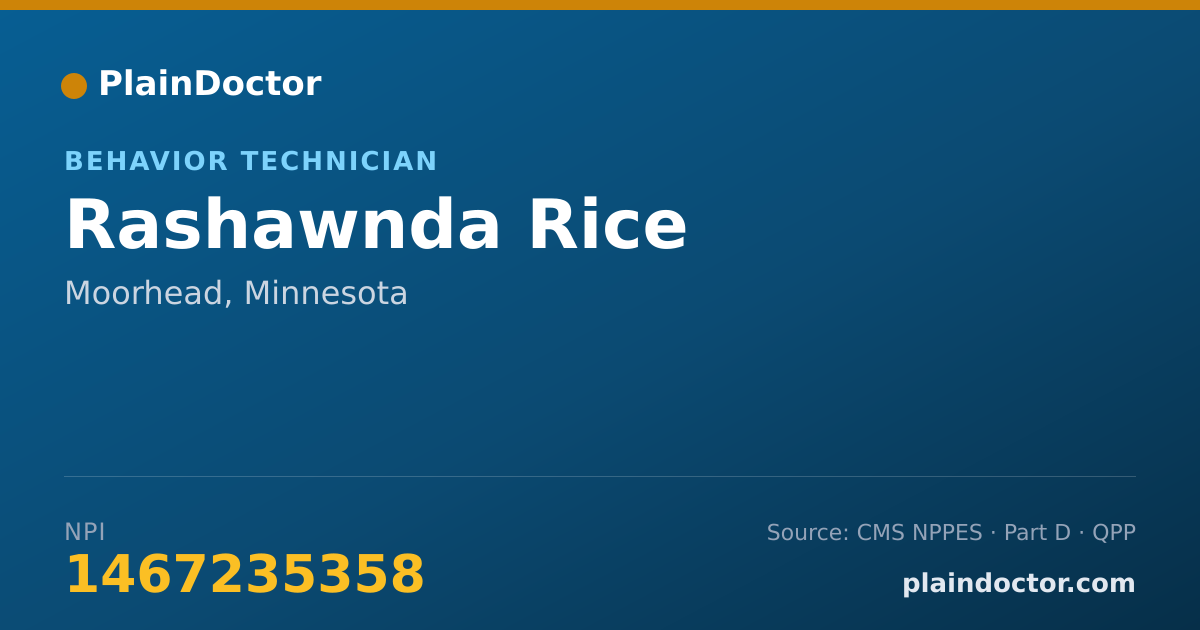 Shareable card for Rashawnda Rice - Behavior Technician, Moorhead, MN