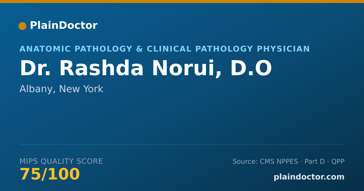 Shareable card for Rashda Norui, D.O - Anatomic Pathology & Clinical Pathology Physician, Albany, NY