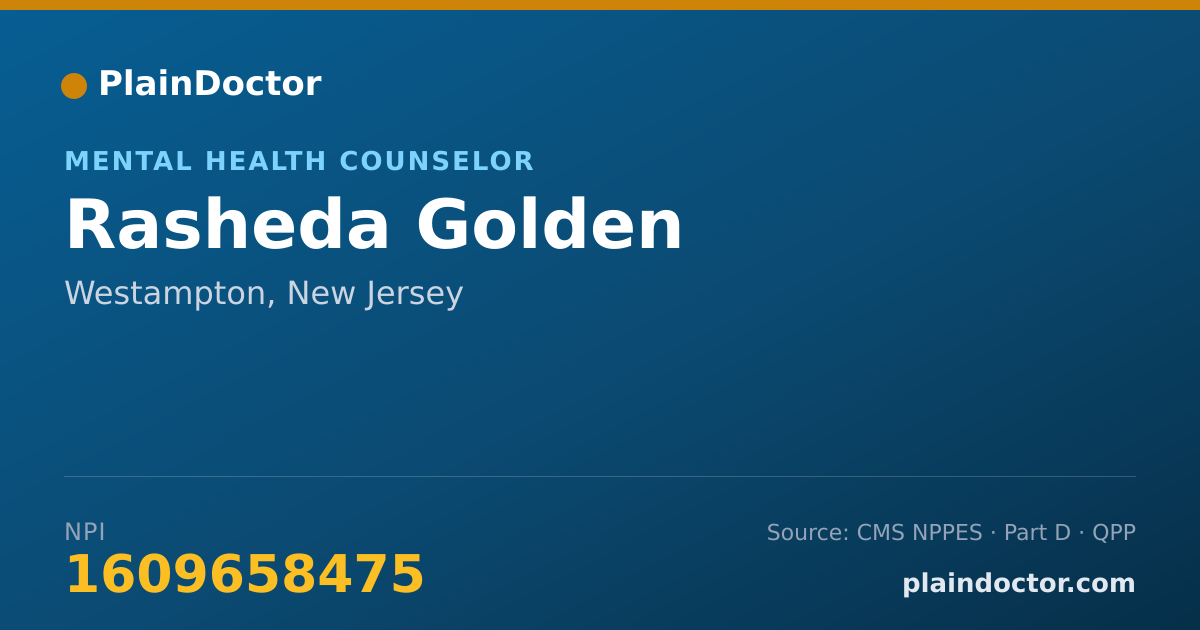Shareable card for Rasheda Golden - Mental Health Counselor, Westampton, NJ
