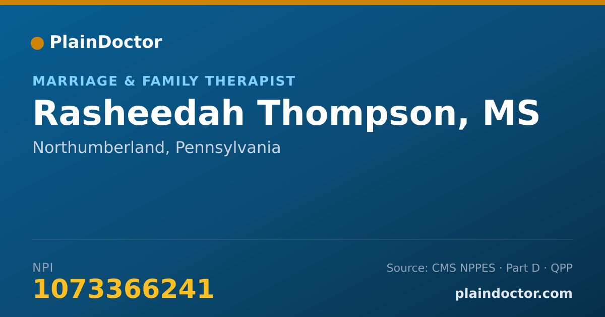 Shareable card for Rasheedah Thompson, MS - Marriage & Family Therapist, Northumberland, PA