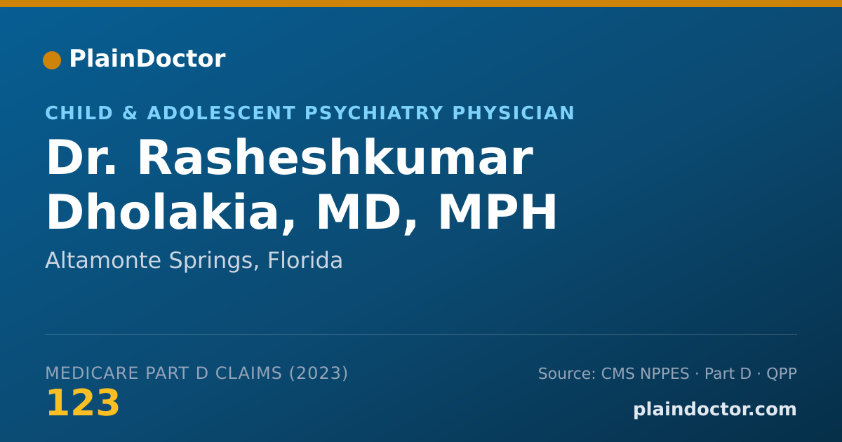 Shareable card for Rasheshkumar Dholakia, MD, MPH - Child & Adolescent Psychiatry Physician, Altamonte Springs, FL