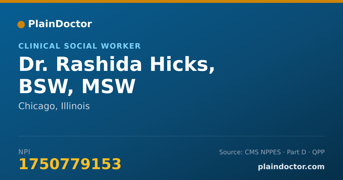Shareable card for Rashida Hicks, BSW, MSW - Clinical Social Worker, Chicago, IL