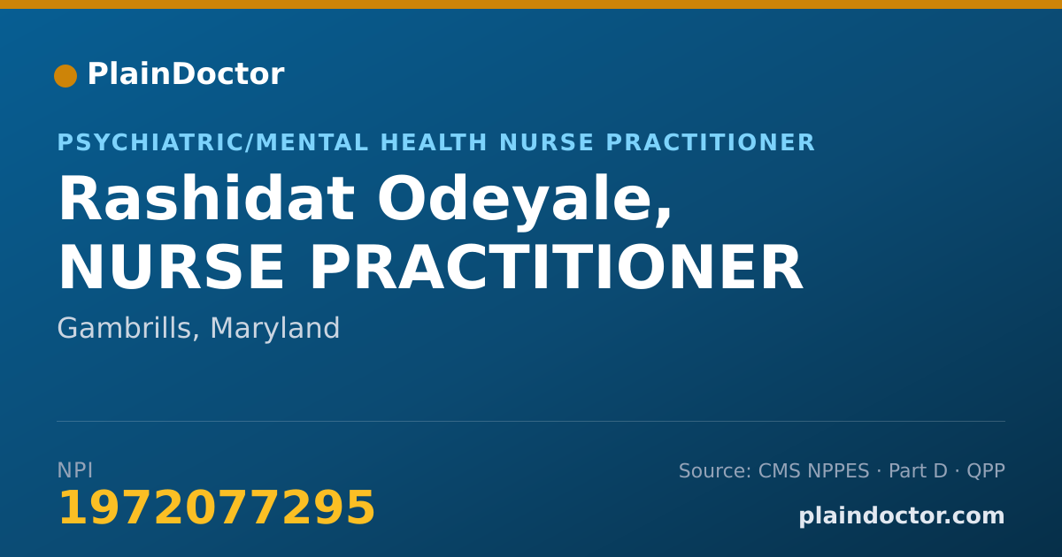 Shareable card for Rashidat Odeyale, NURSE PRACTITIONER - Psychiatric/Mental Health Nurse Practitioner, Gambrills, MD