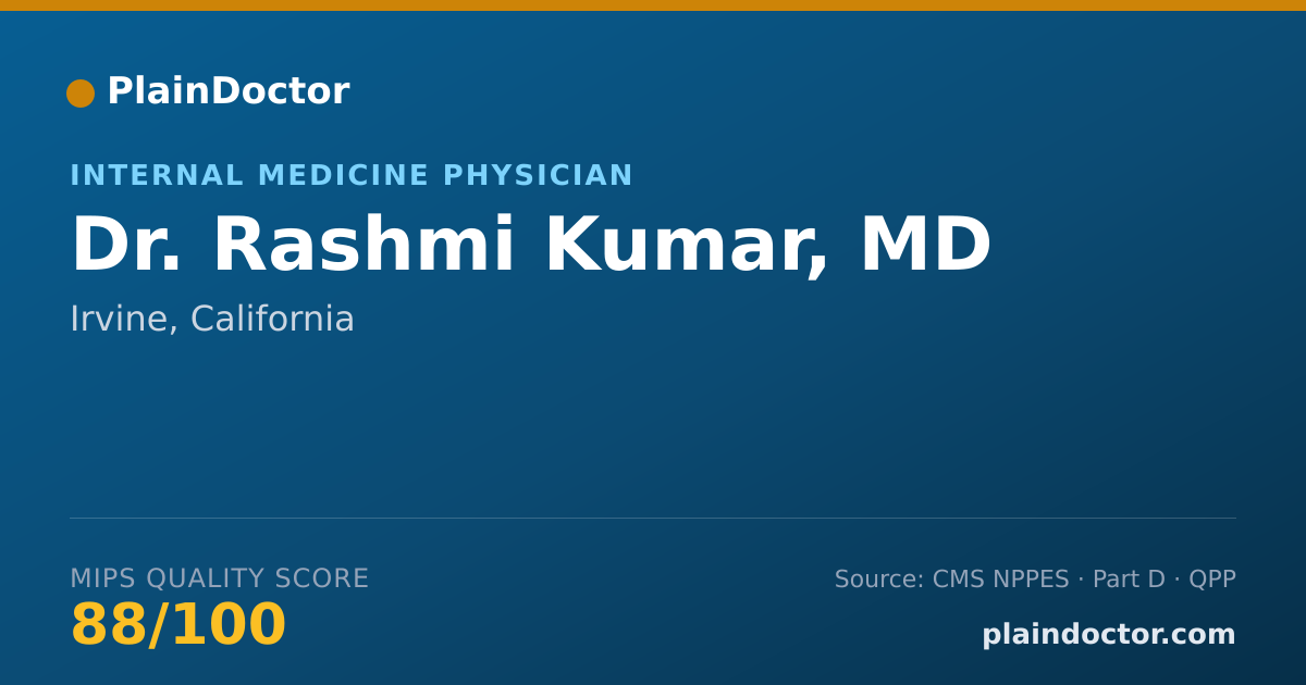 Shareable card for Rashmi Kumar, MD - Internal Medicine Physician, Irvine, CA
