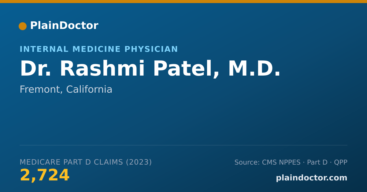 Shareable card for Rashmi Patel, M.D. - Internal Medicine Physician, Fremont, CA