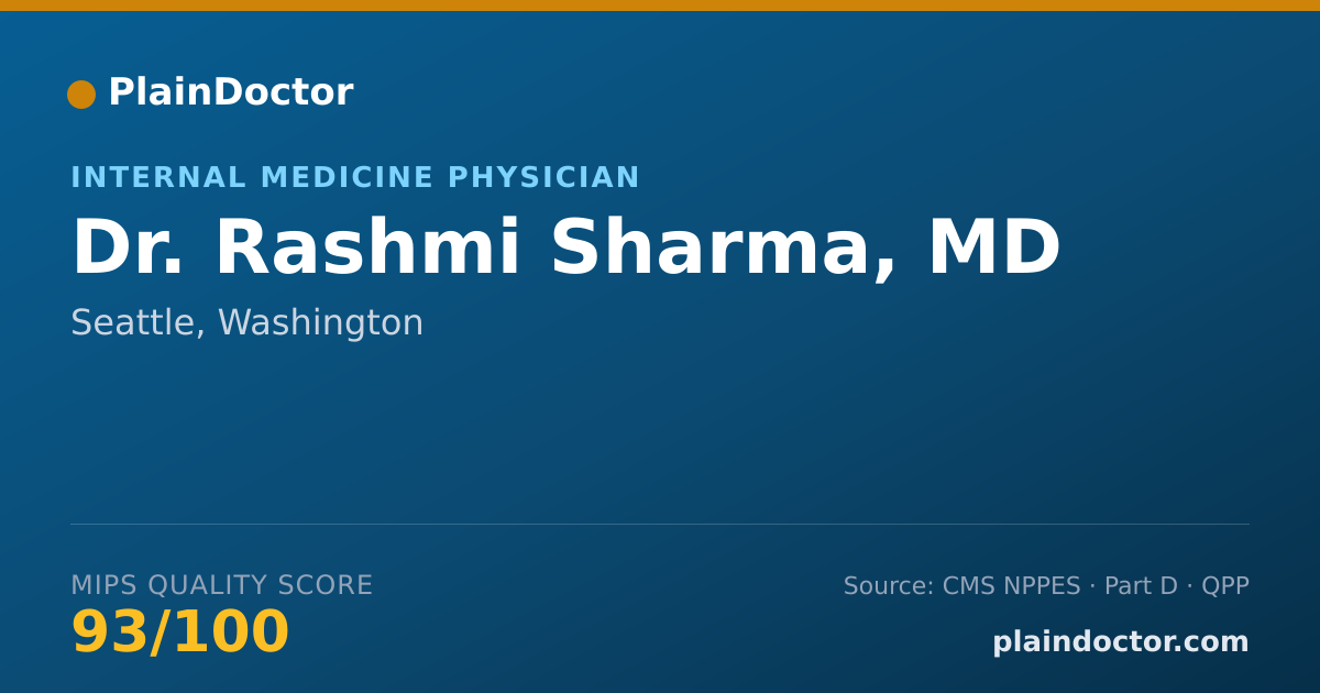 Shareable card for Rashmi Sharma, MD - Internal Medicine Physician, Seattle, WA