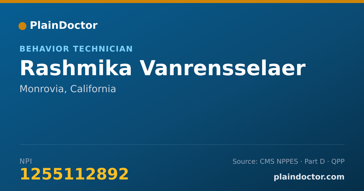 Shareable card for Rashmika Vanrensselaer - Behavior Technician, Monrovia, CA