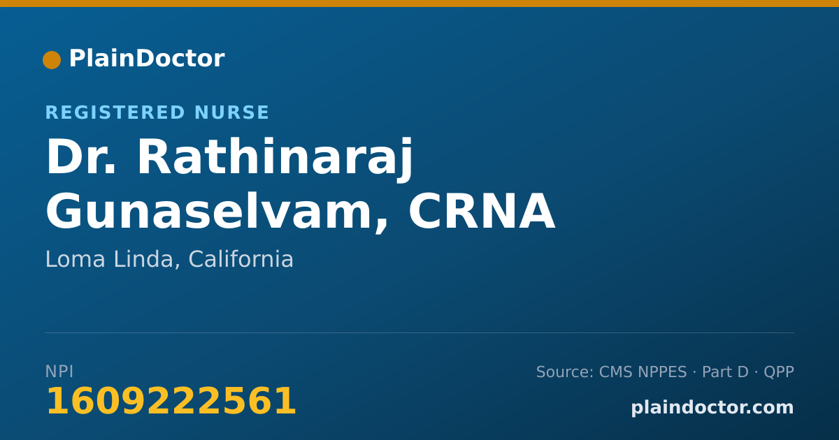 Shareable card for Rathinaraj Gunaselvam, CRNA - Registered Nurse, Loma Linda, CA