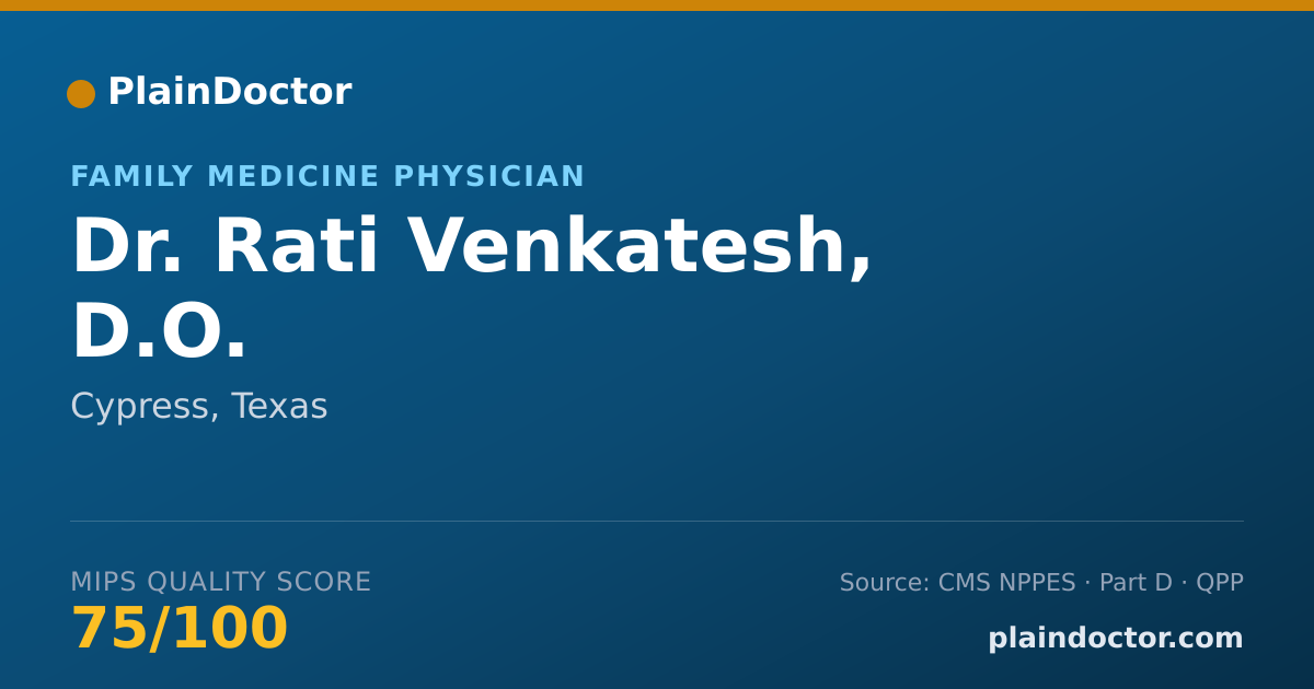 Shareable card for Rati Venkatesh, D.O. - Family Medicine Physician, Cypress, TX