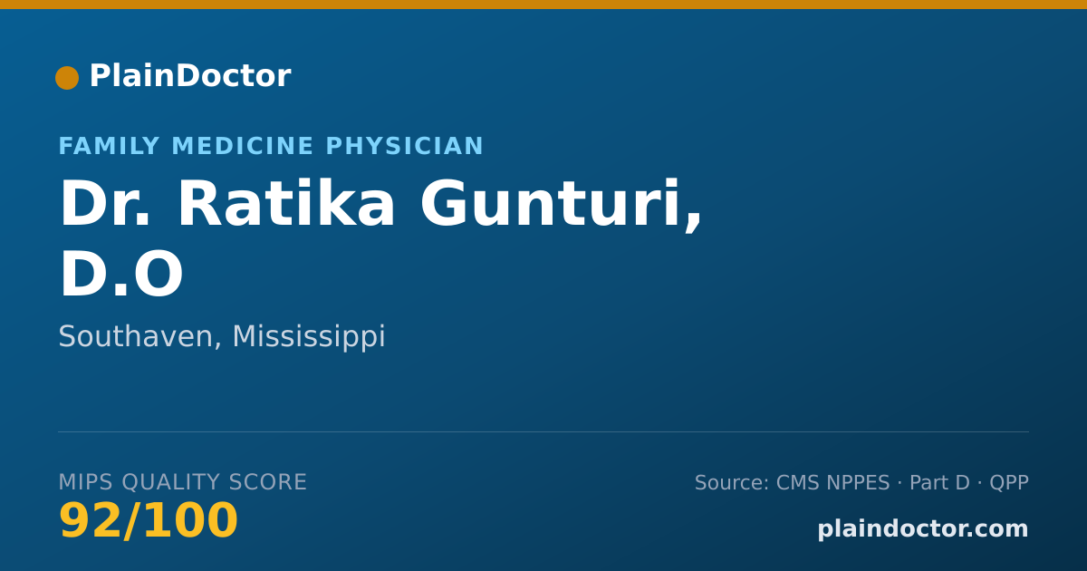 Shareable card for Ratika Gunturi, D.O - Family Medicine Physician, Southaven, MS