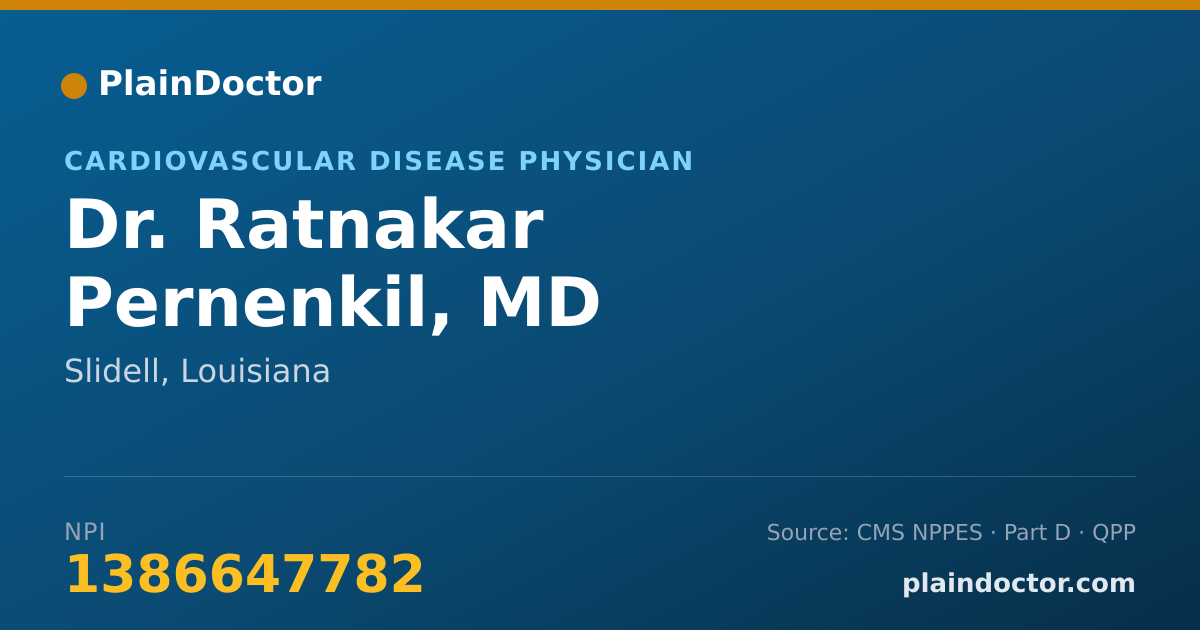 Shareable card for Ratnakar Pernenkil, MD - Cardiovascular Disease Physician, Slidell, LA