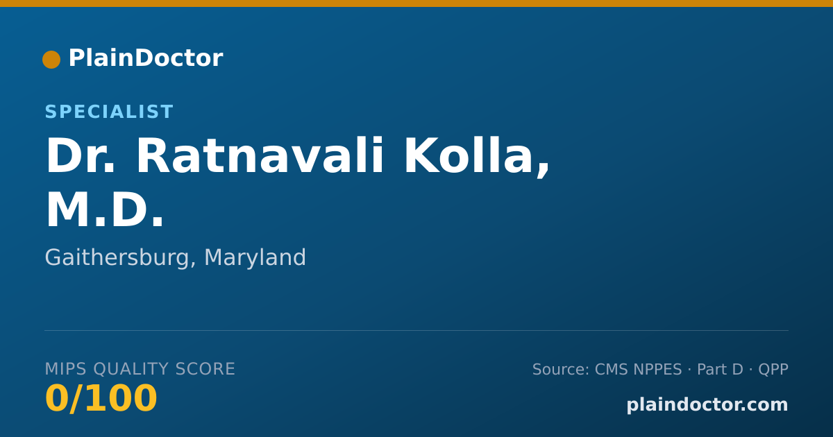 Shareable card for Ratnavali Kolla, M.D. - Specialist, Gaithersburg, MD