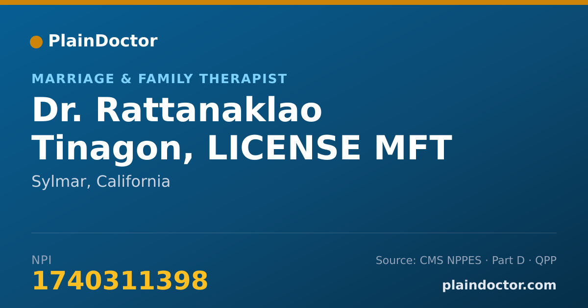 Shareable card for Rattanaklao Tinagon, LICENSE MFT - Marriage & Family Therapist, Sylmar, CA