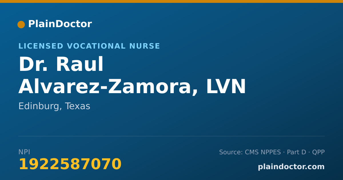 Shareable card for Raul Alvarez-Zamora, LVN - Licensed Vocational Nurse, Edinburg, TX