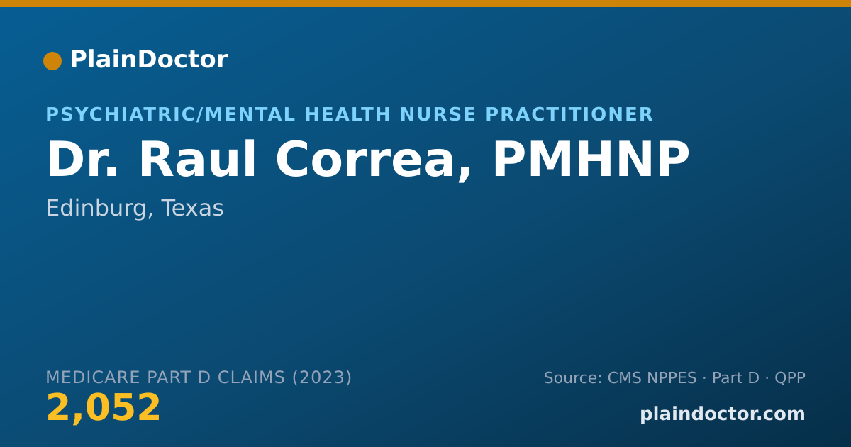 Shareable card for Raul Correa, PMHNP - Psychiatric/Mental Health Nurse Practitioner, Edinburg, TX