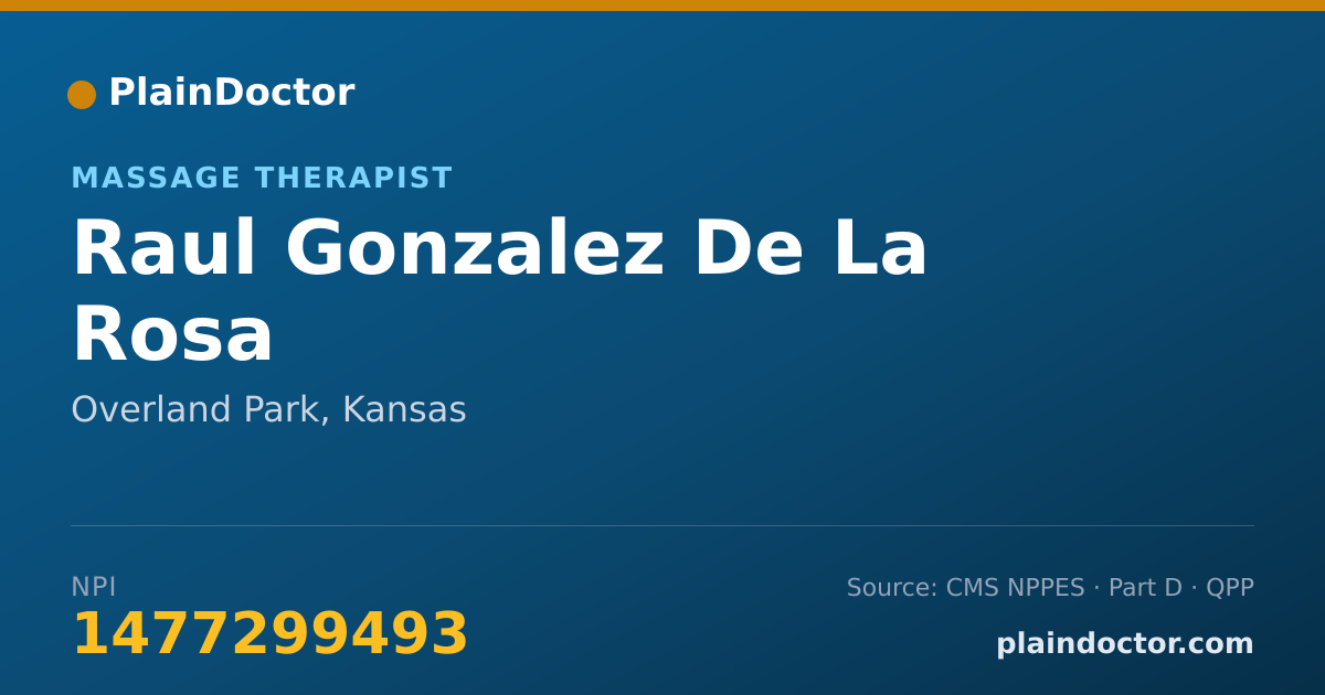 Shareable card for Raul Gonzalez De La Rosa - Massage Therapist, Overland Park, KS