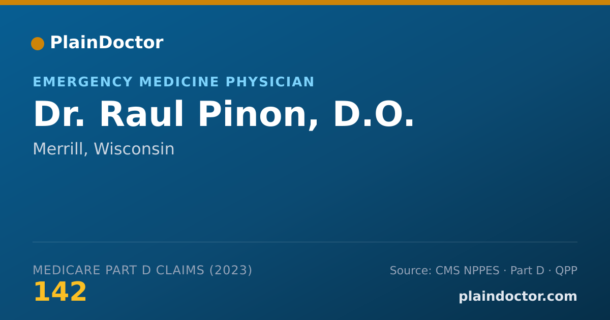 Shareable card for Raul Pinon, D.O. - Emergency Medicine Physician, Merrill, WI