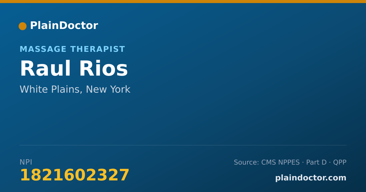 Shareable card for Raul Rios - Massage Therapist, White Plains, NY