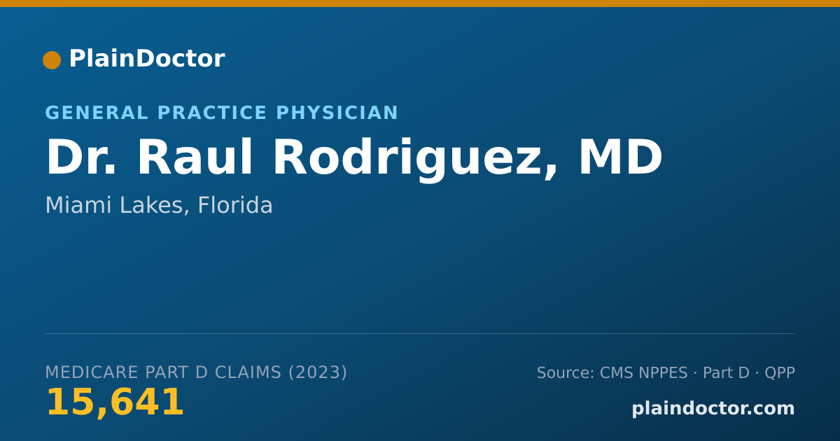 Shareable card for Raul Rodriguez, MD - General Practice Physician, Miami Lakes, FL