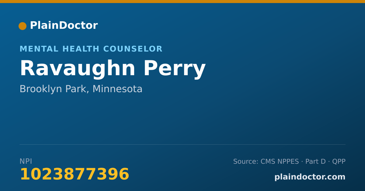 Shareable card for Ravaughn Perry - Mental Health Counselor, Brooklyn Park, MN