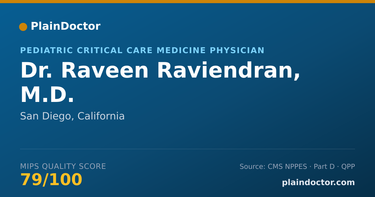 Shareable card for Raveen Raviendran, M.D. - Pediatric Critical Care Medicine Physician, San Diego, CA