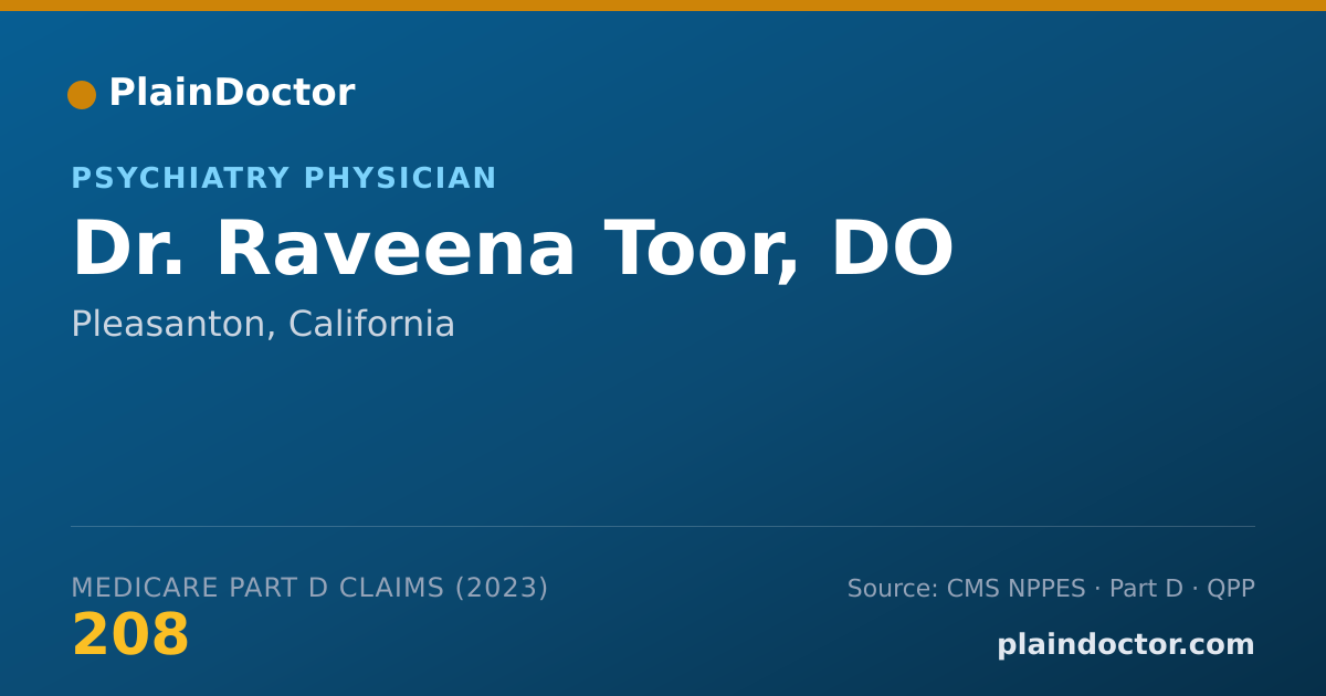Shareable card for Raveena Toor, DO - Psychiatry Physician, Pleasanton, CA