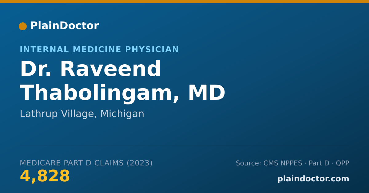 Shareable card for Raveend Thabolingam, MD - Internal Medicine Physician, Lathrup Village, MI