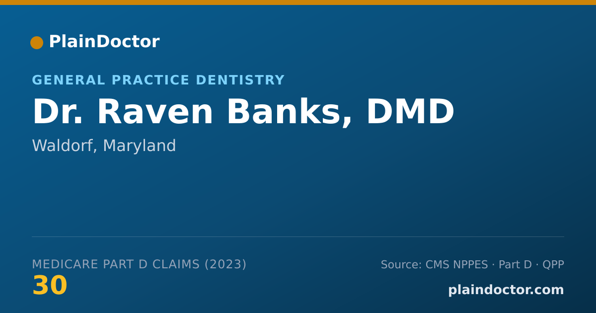 Shareable card for Raven Banks, DMD - General Practice Dentistry, Waldorf, MD