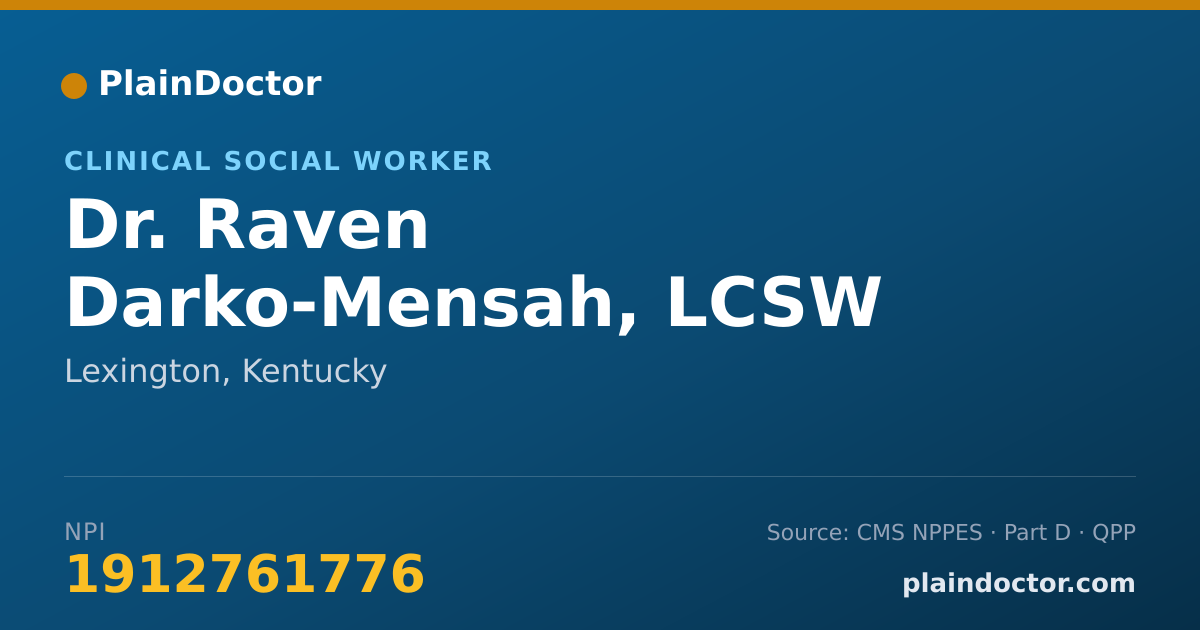 Shareable card for Raven Darko-Mensah, LCSW - Clinical Social Worker, Lexington, KY