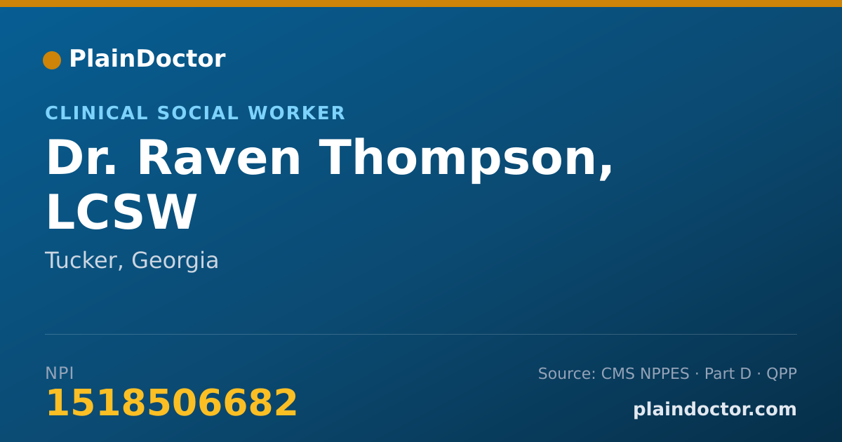 Shareable card for Raven Thompson, LCSW - Clinical Social Worker, Tucker, GA