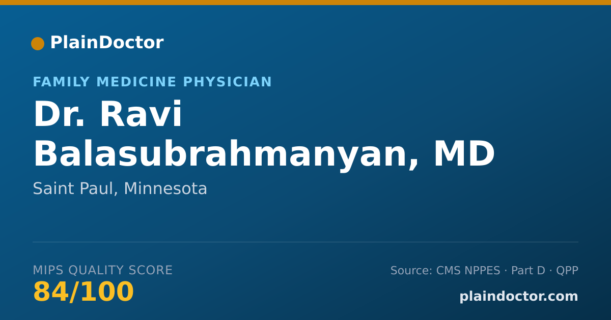 Shareable card for Ravi Balasubrahmanyan, MD - Family Medicine Physician, Saint Paul, MN