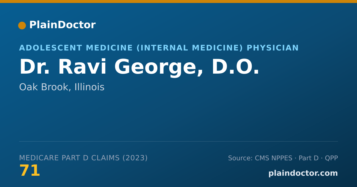 Shareable card for Ravi George, D.O. - Adolescent Medicine (Internal Medicine) Physician, Oak Brook, IL