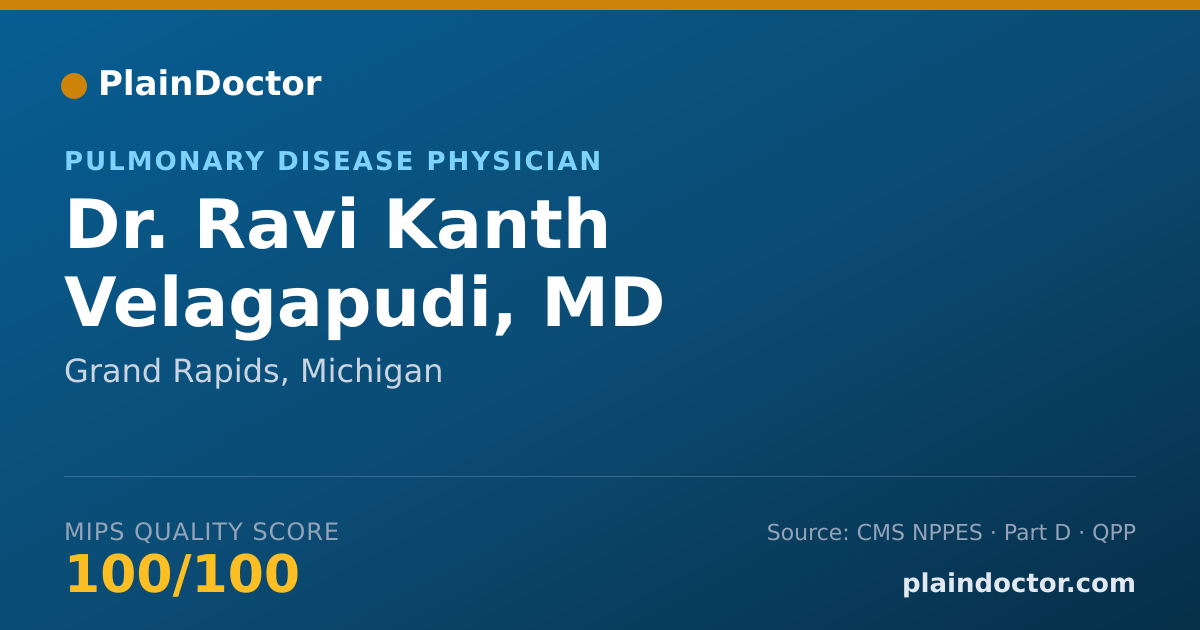 Shareable card for Ravi Kanth Velagapudi, MD - Pulmonary Disease Physician, Grand Rapids, MI