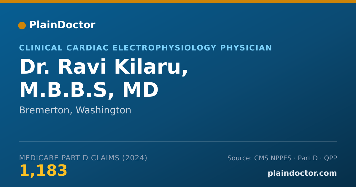 Shareable card for Ravi Kilaru, M.B.B.S, MD - Clinical Cardiac Electrophysiology Physician, Bremerton, WA
