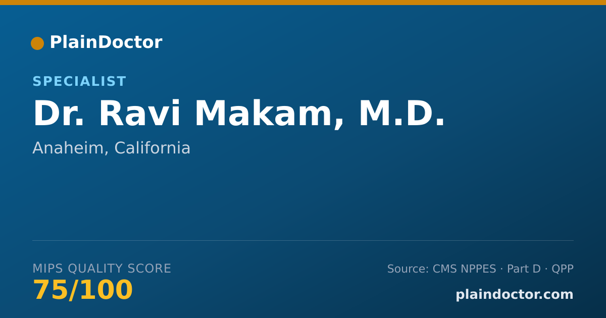 Shareable card for Ravi Makam, M.D. - Specialist, Anaheim, CA