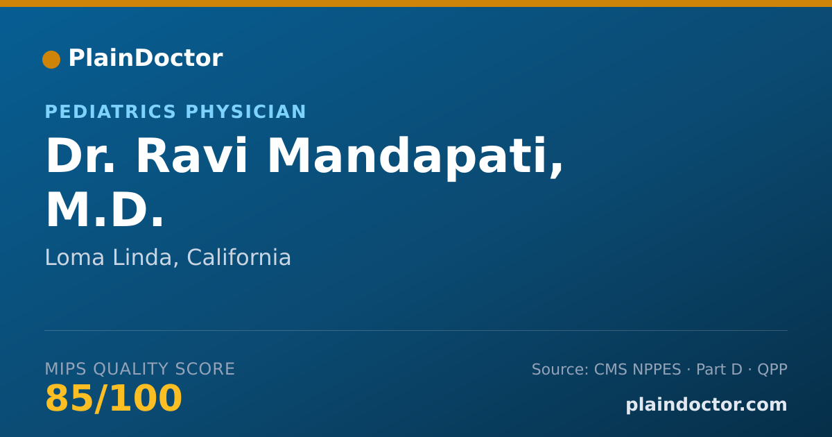 Shareable card for Ravi Mandapati, M.D. - Pediatrics Physician, Loma Linda, CA