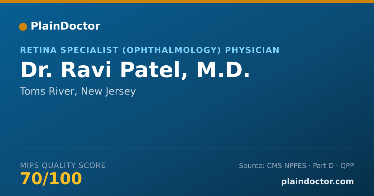 Shareable card for Ravi Patel, M.D. - Retina Specialist (Ophthalmology) Physician, Toms River, NJ
